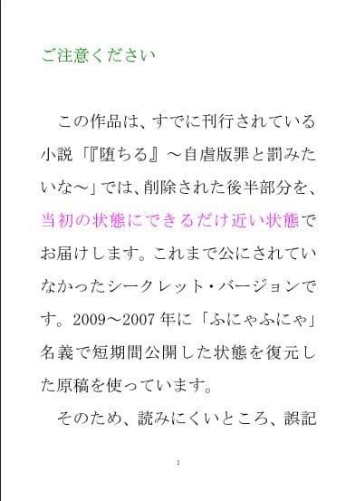 小説『堕ちる』 Part2 シークレット・バージョン サンプル 1