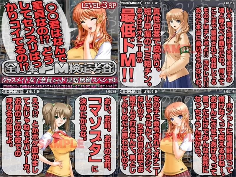 全日本ドM検定考査: レベル1＋2＋3 自主練習用3本セット 〜 女にド淫語で罵られるの大好きパック サンプル 3