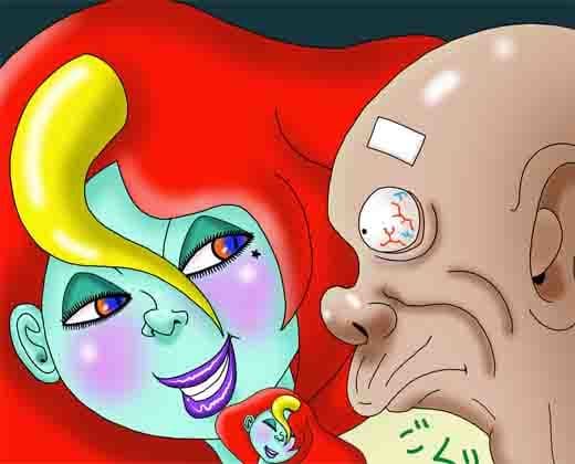 女神の力で紫色のにくい棒になったちんこでヘルパーさんを●すじーさんの話