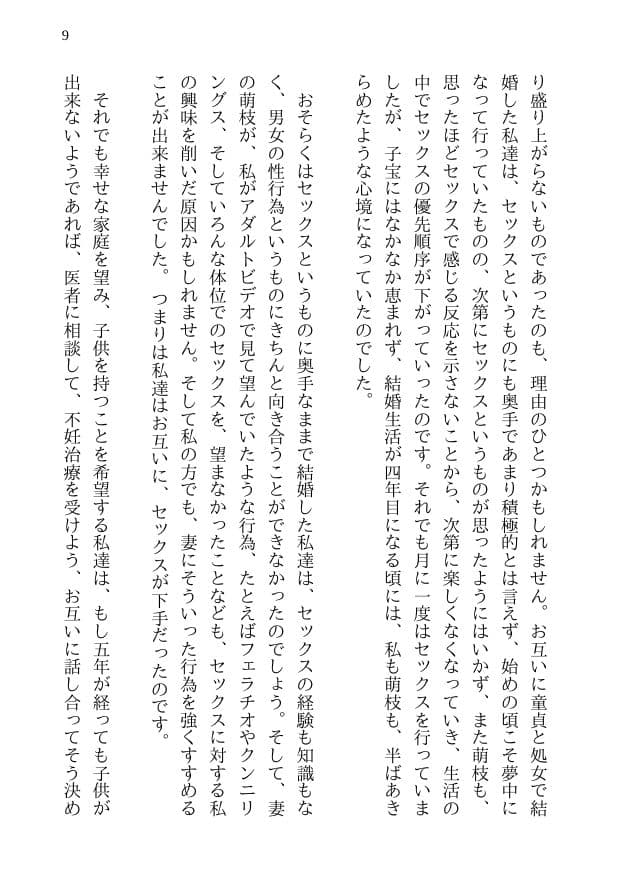 寝取られた夫と孕まされた妻 -萌枝の10日間不倫- 信じていた美人妻が見知らぬ男達との乱交セックスで第一子懐妊 サンプル 7