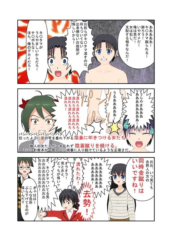 「当然でしょ！？」キ〇タマ責めは女の権利！ 金責めに反対するドS団体リーダーの男をドS女子が地下闘技場に拉致って集団玉責め！【金蹴り【玉踏み潰し【金握り潰し】 サンプル 4