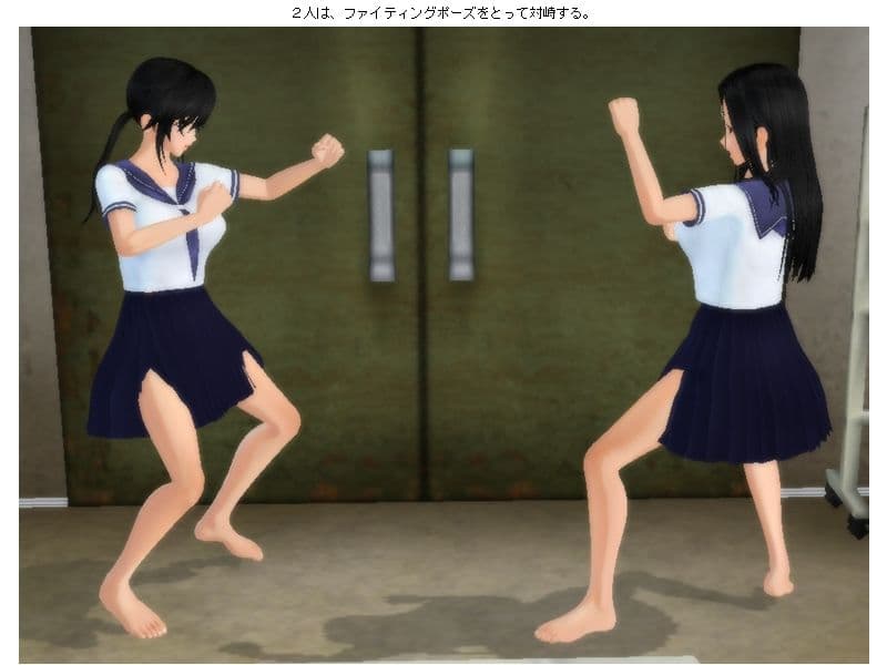 がり勉お嬢様vsヤンキー女番長 キャットファイト サンプル 2