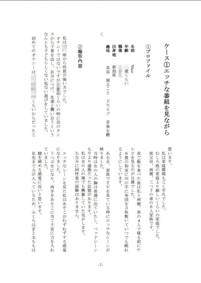 5人の女性から聞いた初めてのオナニー体験談vol.2 サンプル 1