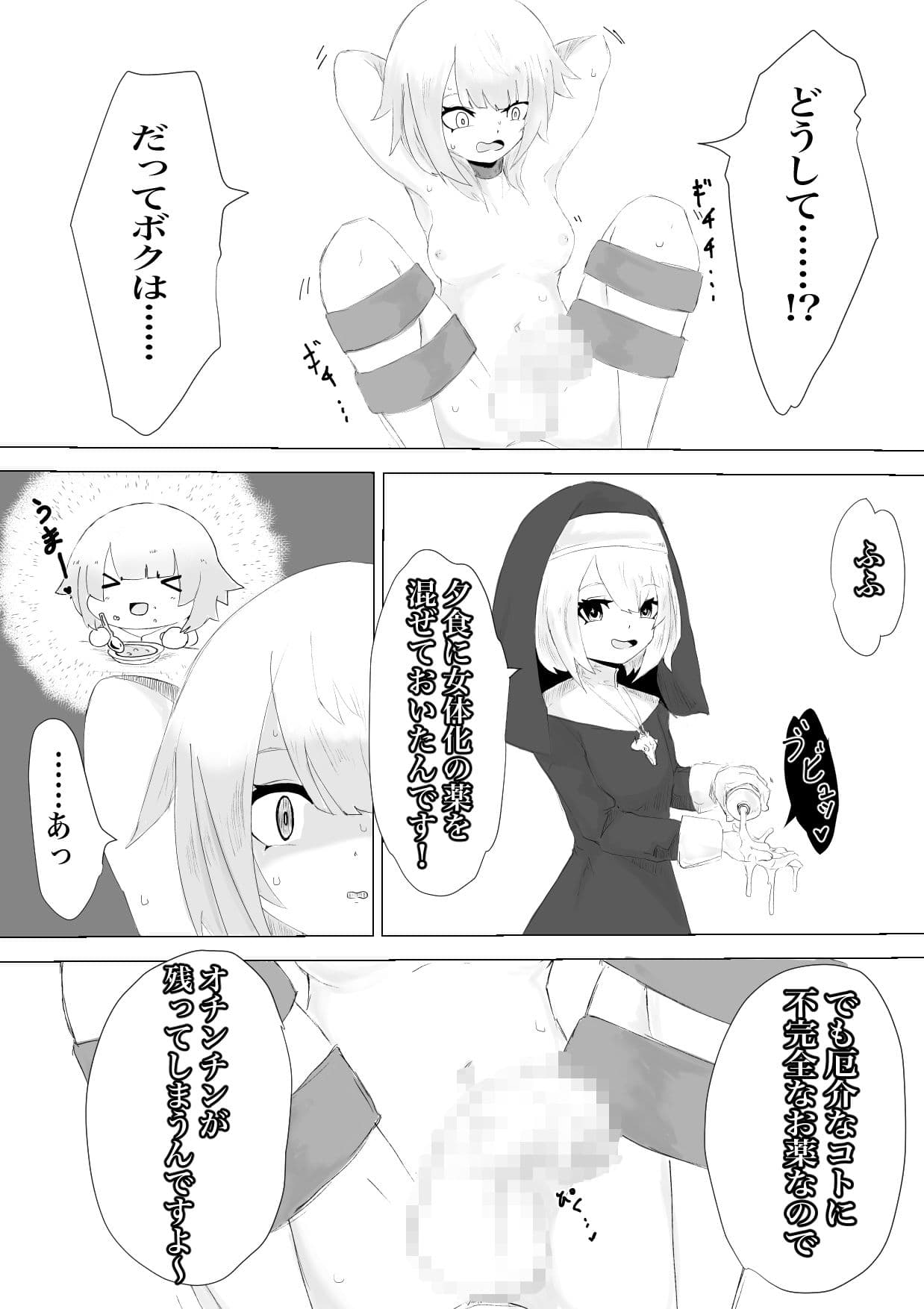 邪教シスターに女体化されオチン〇ンを没収されるお話 サンプル 9