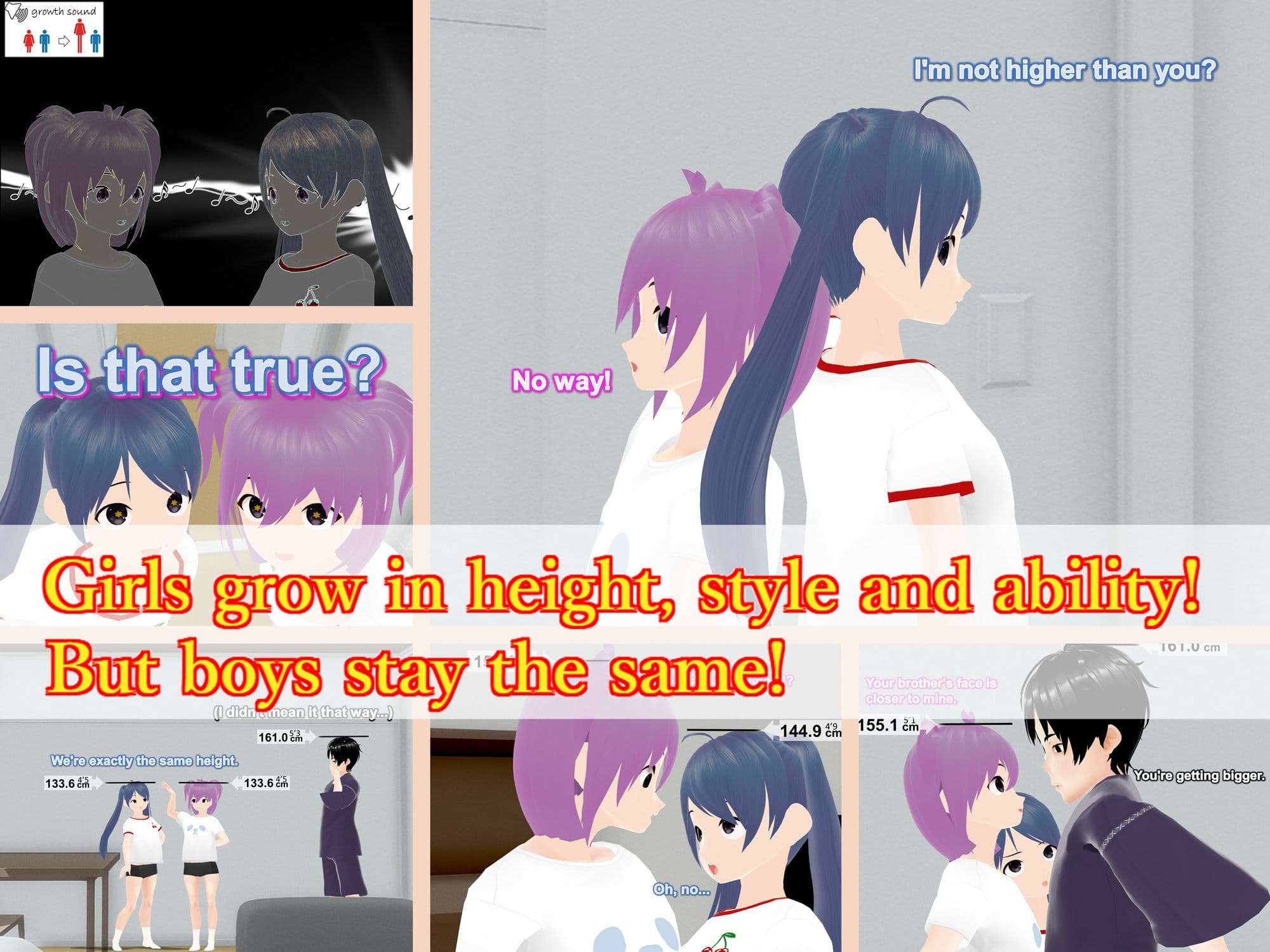 Only girls overgrow boys. Growth sound. Love rival Arc サンプル 1