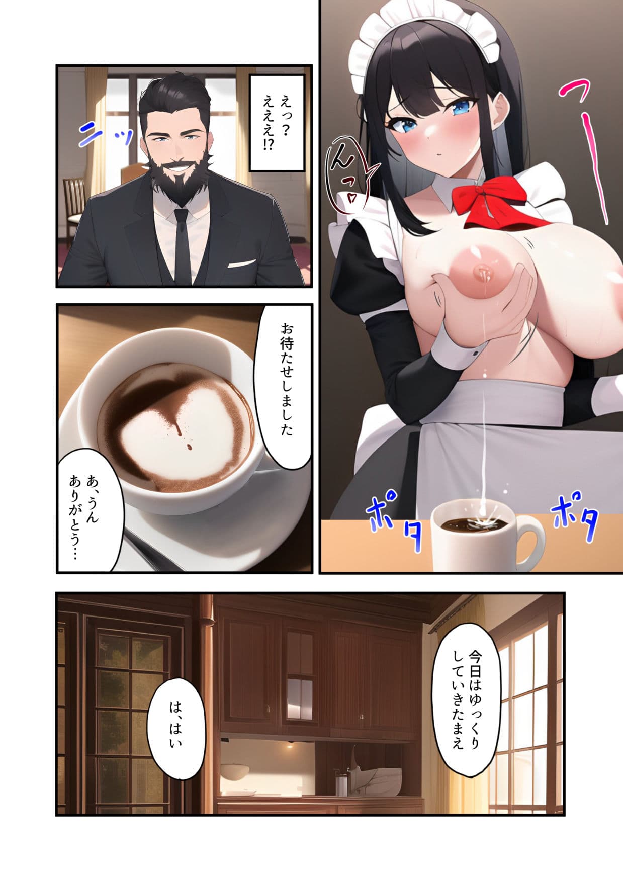富豪のメイド母乳を出しながら来客をもてなす サンプル 2