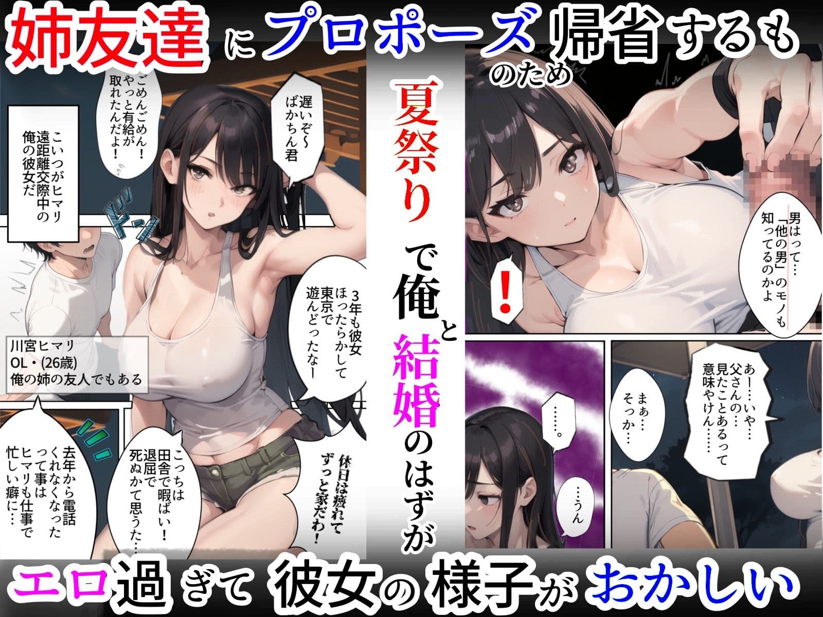 祝え!寝取られ婚姻夏祭り〜転勤の隙に彼女がDQNヤリチンチャラ男に寝取られ妊娠人妻に。俺はプロポーズしに地元へ帰省するもチャラ男と彼女(姉友)の結婚式を兼ねた夏祭りで俺が逆に屈辱の祝福を!夏祭り帰省したら彼女が寝取られてた話 サンプル 1