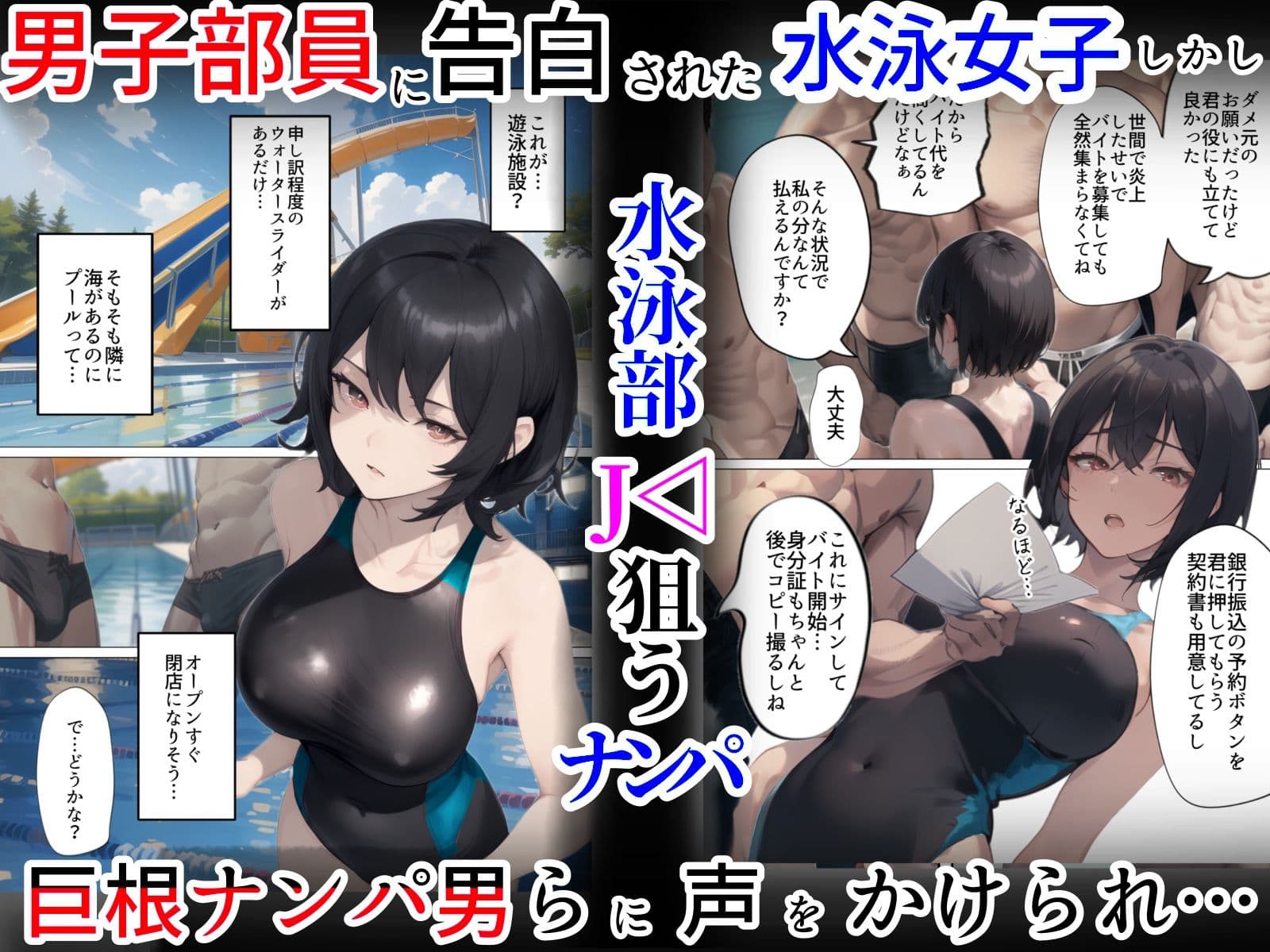 開業！寝取られ精液プール〜天才水泳女子は合宿サボるもチャラ男集団にナンパされ開業前のプール「白濁精液プール」に浸らされ孕む！男子部員に告白された合宿中に寝取られる話 サンプル 1