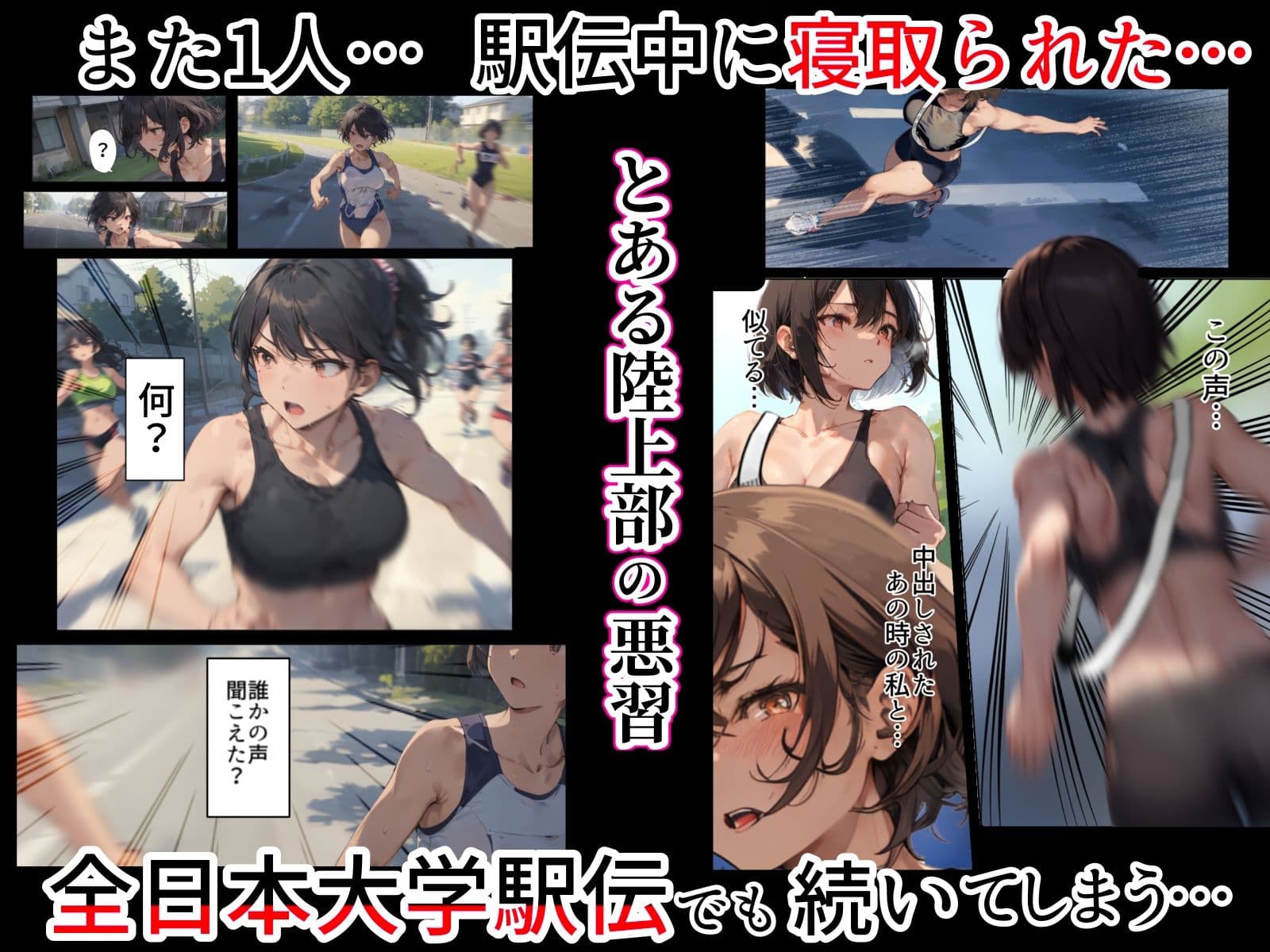 再開!寝取られ大学駅伝-陸上女子は大会中にOBに中出し孕まされ敗退出産ゴールへ!全国大学駅伝でやっと遠距離から再会した彼女達はチャラ男達に寝取られる話【寝取られ駅伝2】 サンプル 1