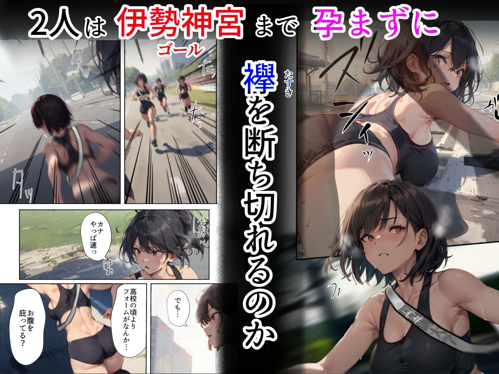 再開!寝取られ大学駅伝-陸上女子は大会中にOBに中出し孕まされ敗退出産ゴールへ!全国大学駅伝でやっと遠距離から再会した彼女達はチャラ男達に寝取られる話【寝取られ駅伝2】 サンプル 9