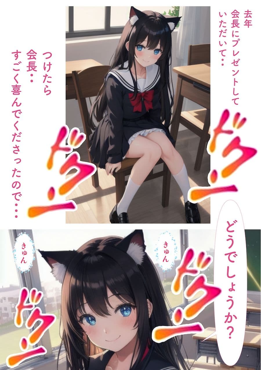 副会長が猫耳なので即ぶっかけフェラ中出し サンプル 5