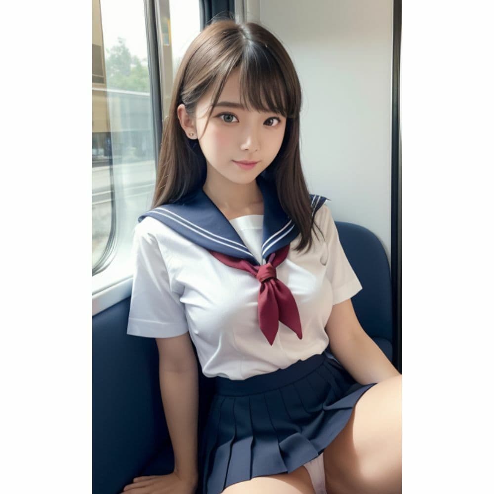 制服痴女 「 ねぇ、なんで私の前に座ったの？」 電車 サンプル 1