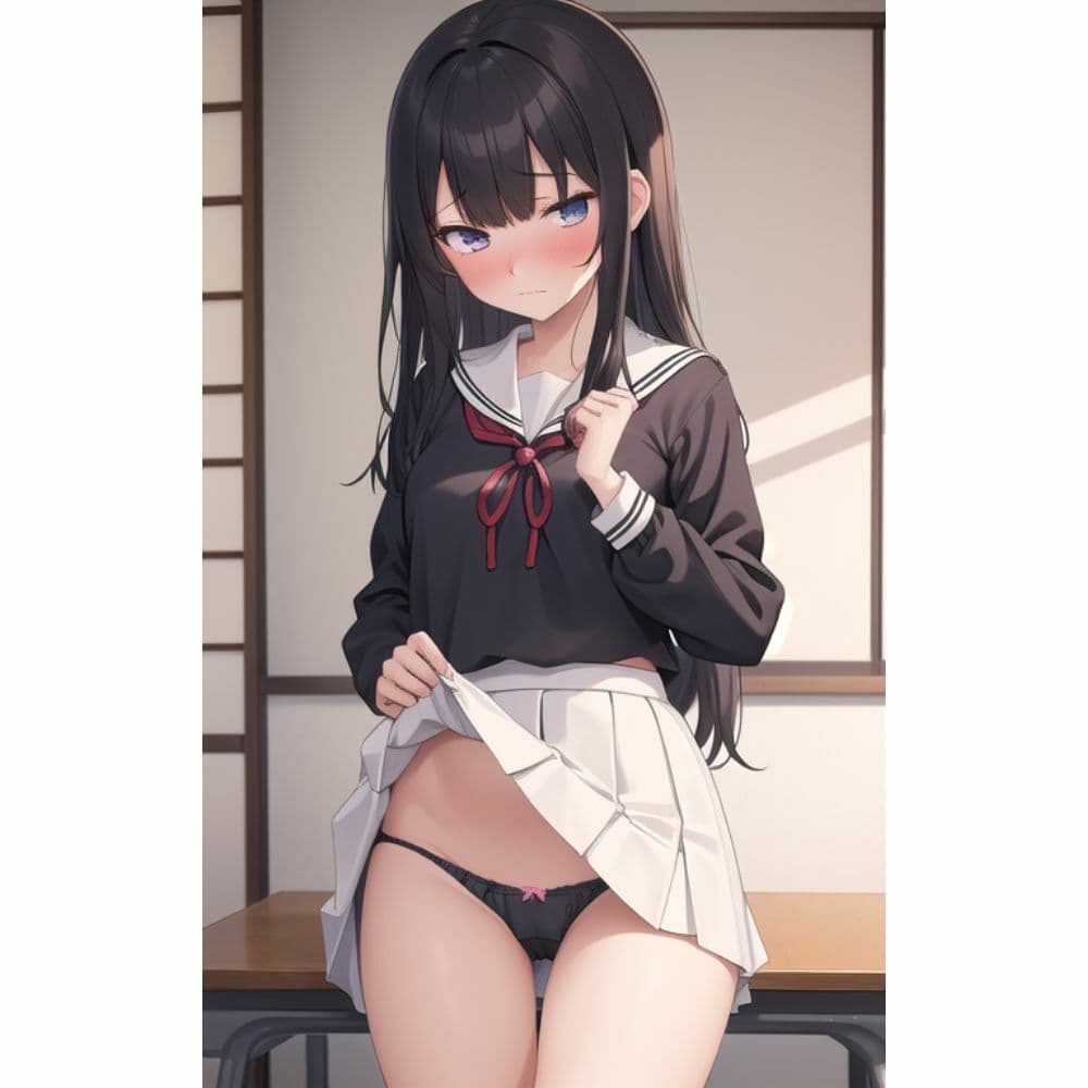 放課後の誰もいない教室でスカートをめくってパンツを見せてくる幼馴染 サンプル 5