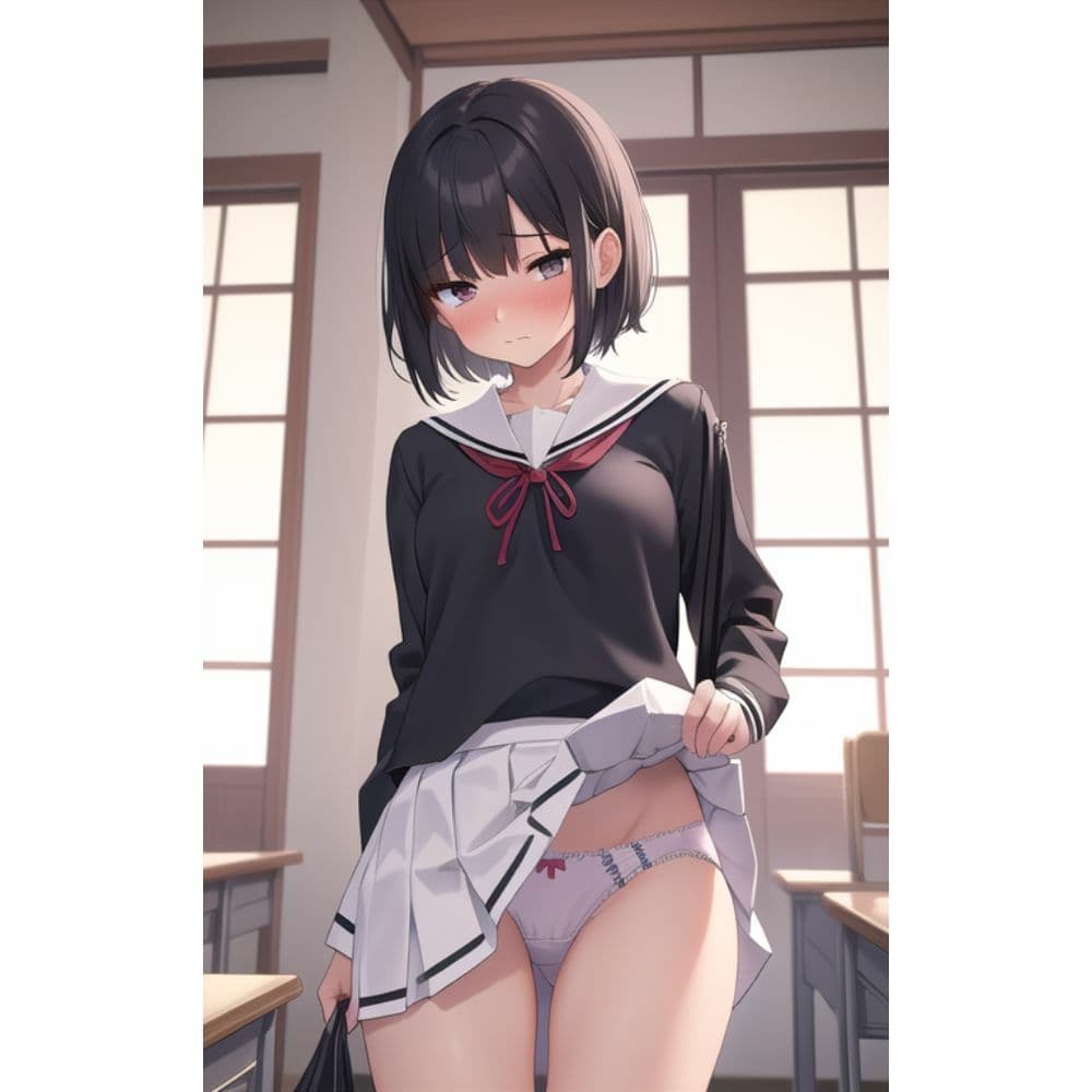 放課後の誰もいない教室でスカートをめくってパンツを見せてくる幼馴染 サンプル 8