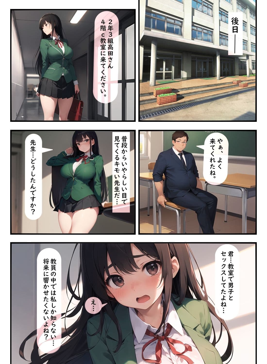 清楚な超巨乳女子校生、デブ教師の巨根に寝取られる サンプル 3