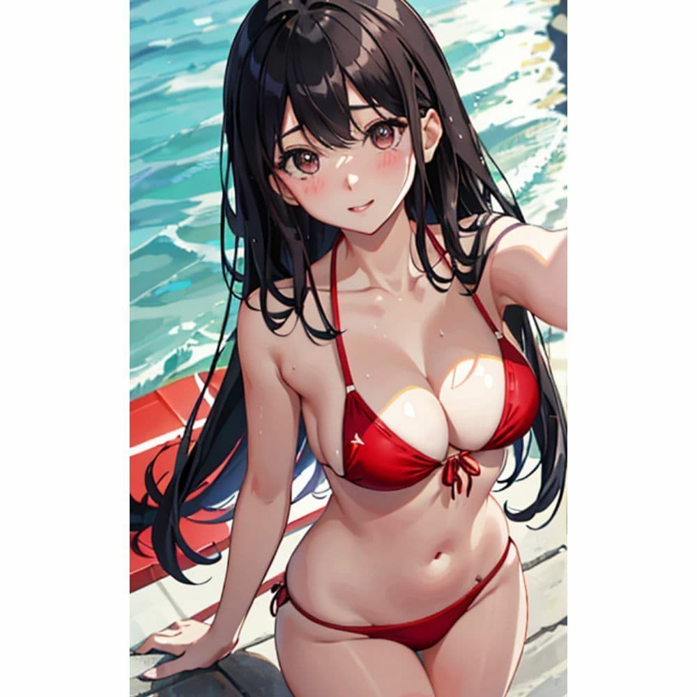 海でセクシービキニを着ているかわいい女の子 サンプル 3