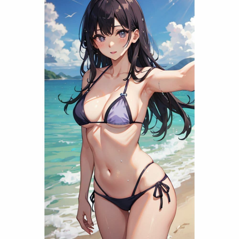 海でセクシービキニを着ているかわいい女の子 サンプル 4