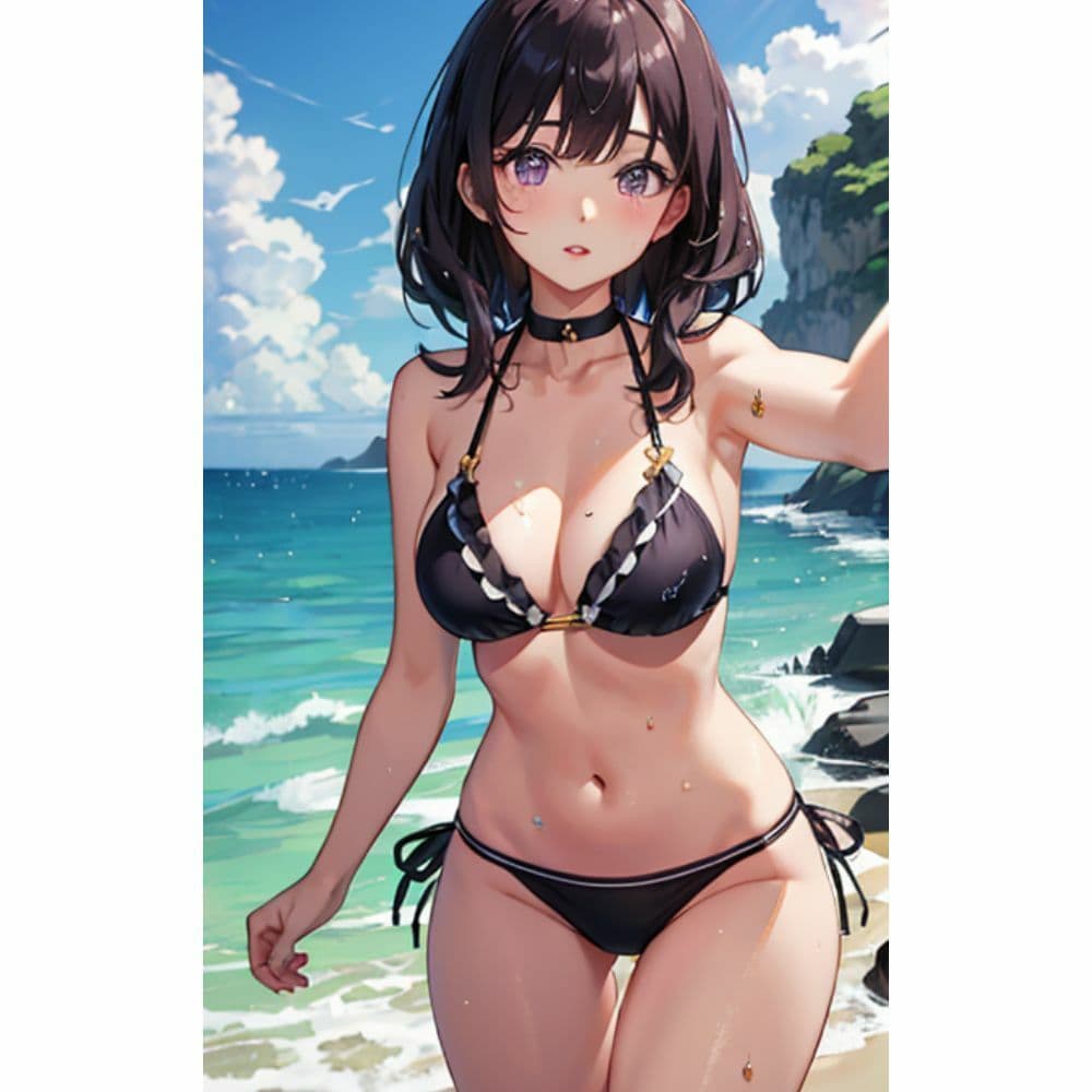 海でセクシービキニを着ているかわいい女の子 サンプル 5