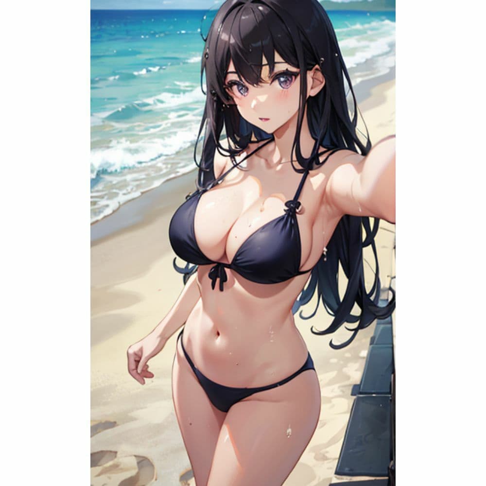 海でセクシービキニを着ているかわいい女の子 サンプル 9
