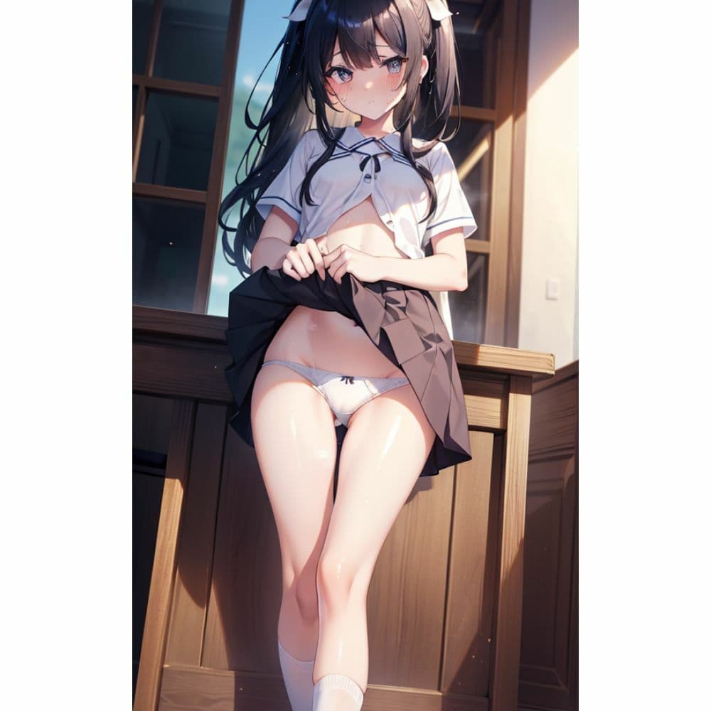 かわいい女の子がスカートをめくってパンツを見せてくれる サンプル 1