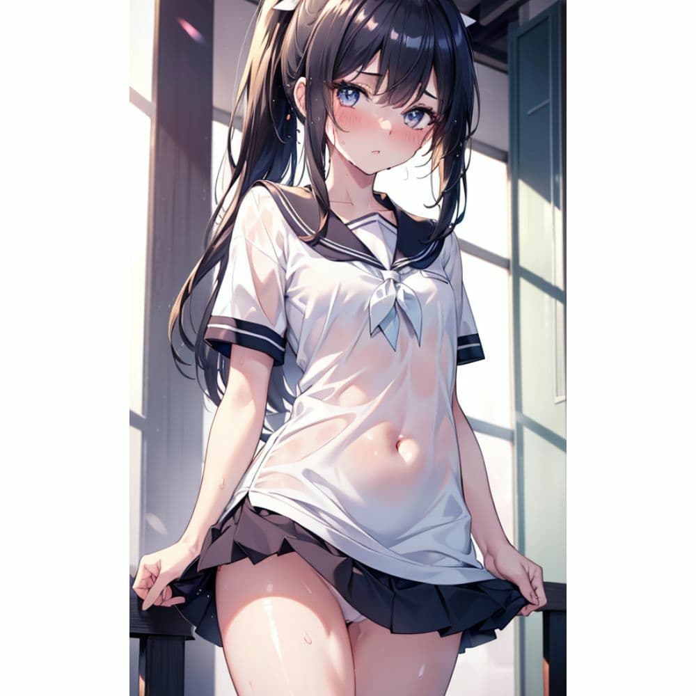 かわいい女の子がスカートをめくってパンツを見せてくれる サンプル 5