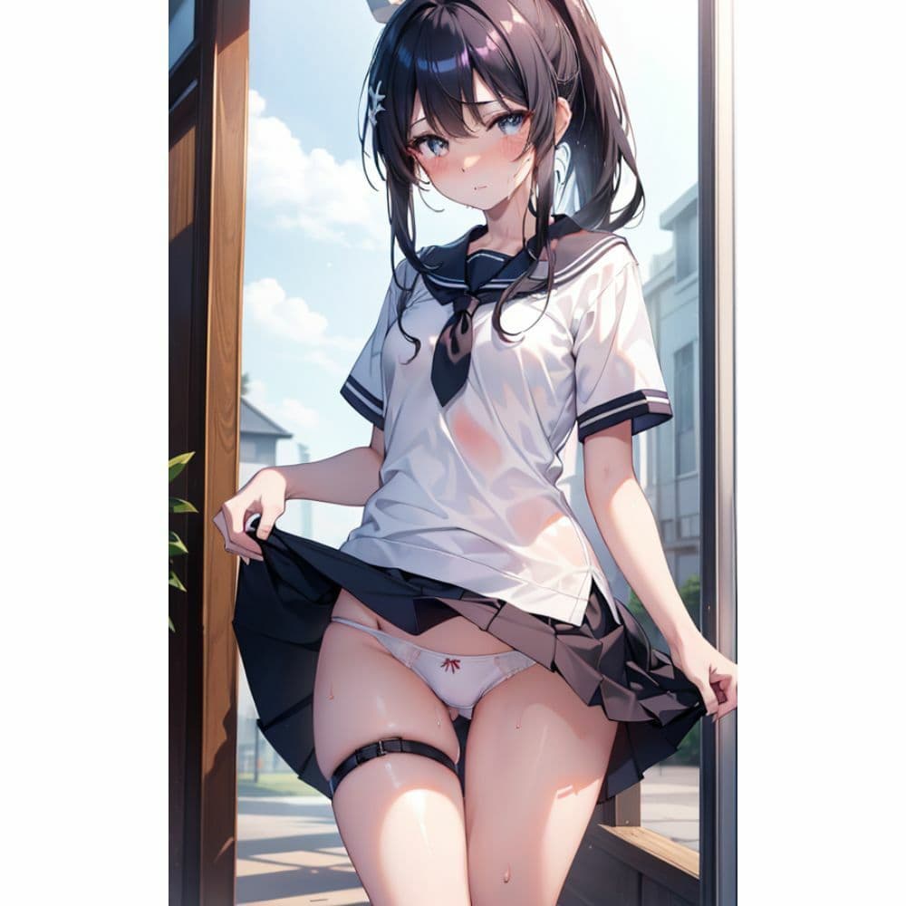 かわいい女の子がスカートをめくってパンツを見せてくれる サンプル 6