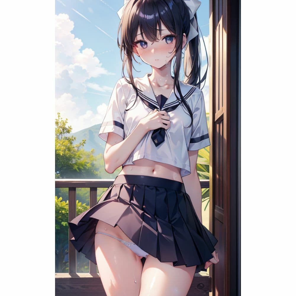 かわいい女の子がスカートをめくってパンツを見せてくれる サンプル 8