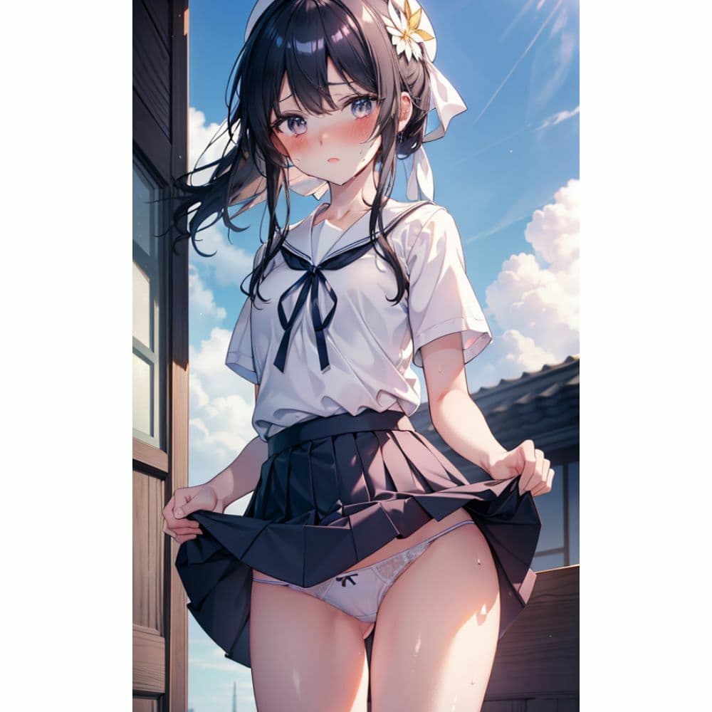 かわいい女の子がスカートをめくってパンツを見せてくれる サンプル 9