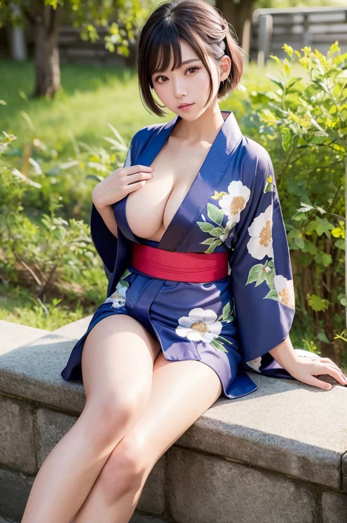 【浴衣＆着物】巨乳美女が乱れる・・エロコスプレAIグラビア写真集_Vol.1 サンプル 1