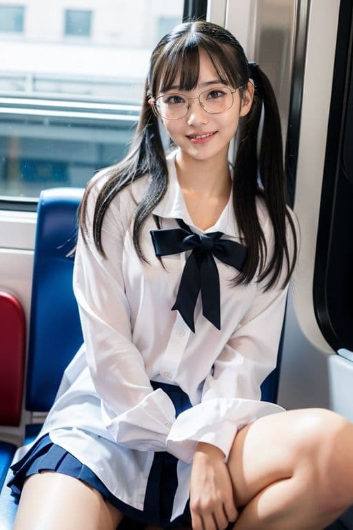 【スマホ用】電車の向かい席2〜ツインテOL〜 サンプル 2