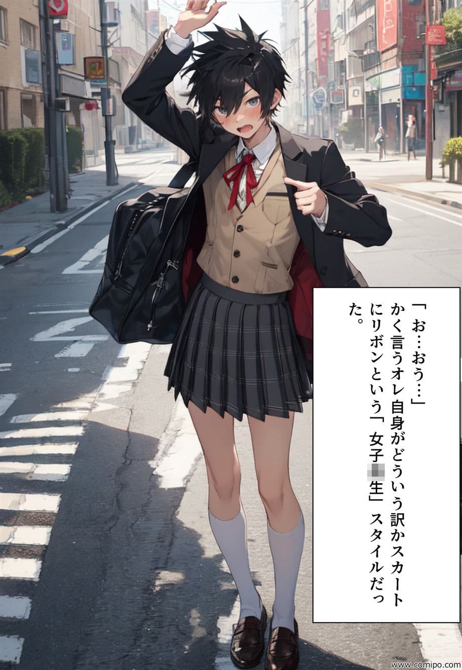 もしもの精 男子の制服が女子の制服に置き換わった女装世界 サンプル 3
