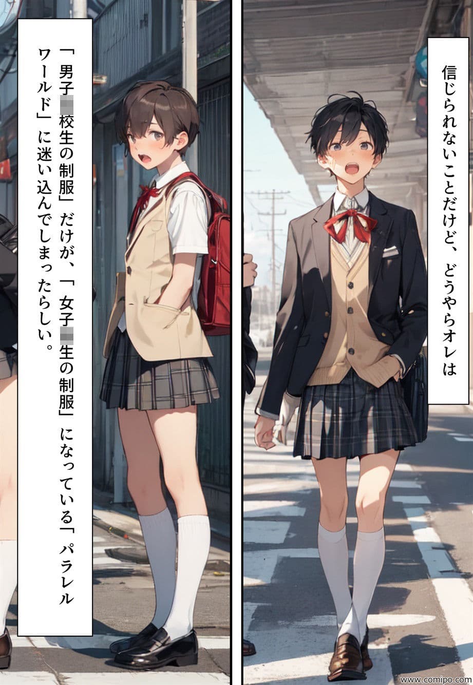 もしもの精 男子の制服が女子の制服に置き換わった女装世界 サンプル 4