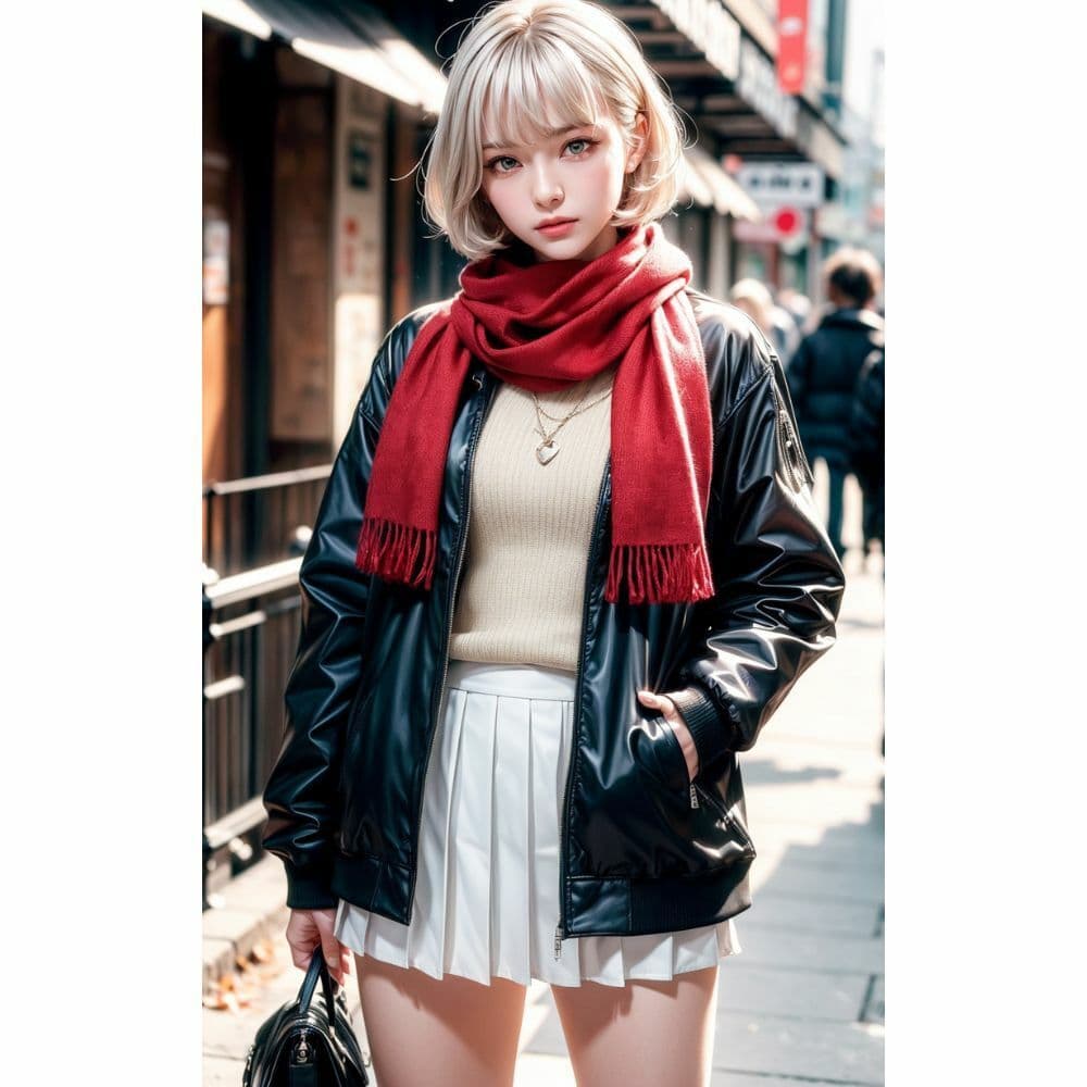 美女と赤いマフラー サンプル 1