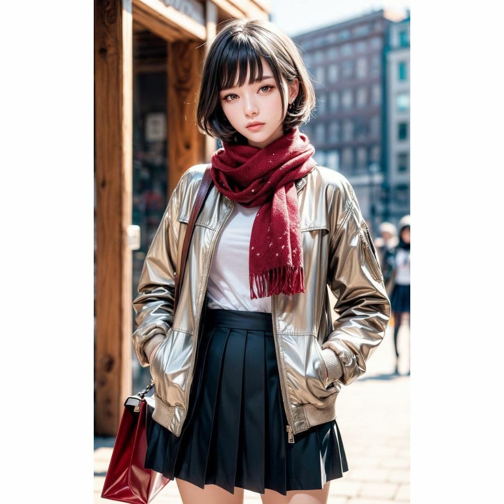 美女と赤いマフラー サンプル 2