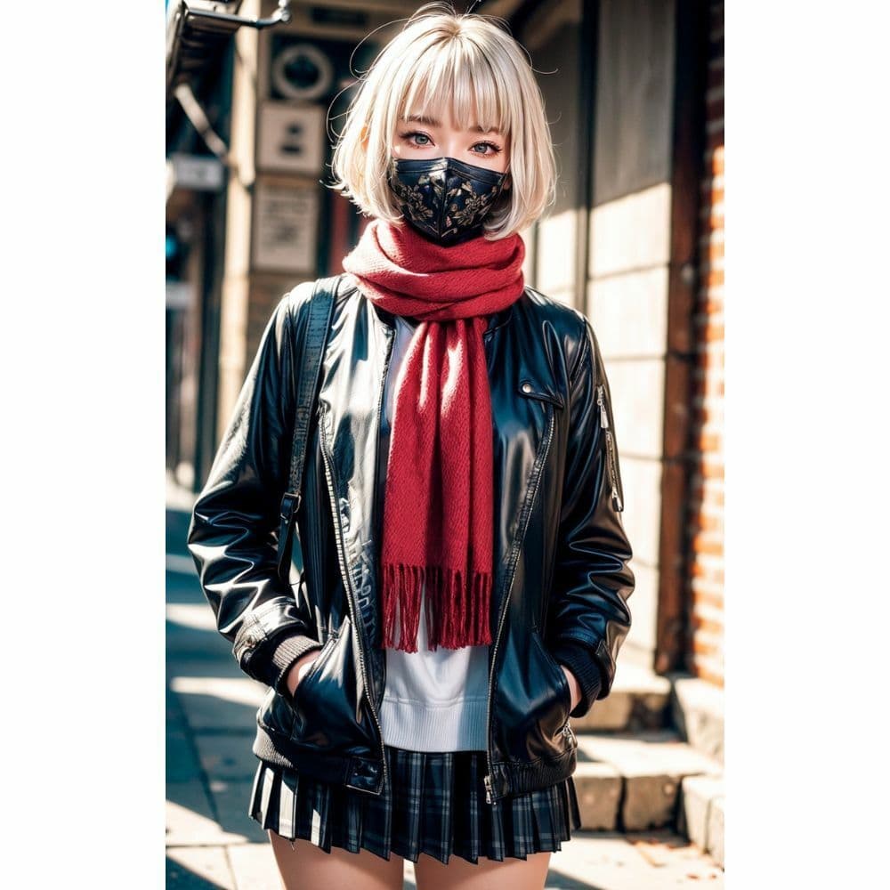 美女と赤いマフラー サンプル 3