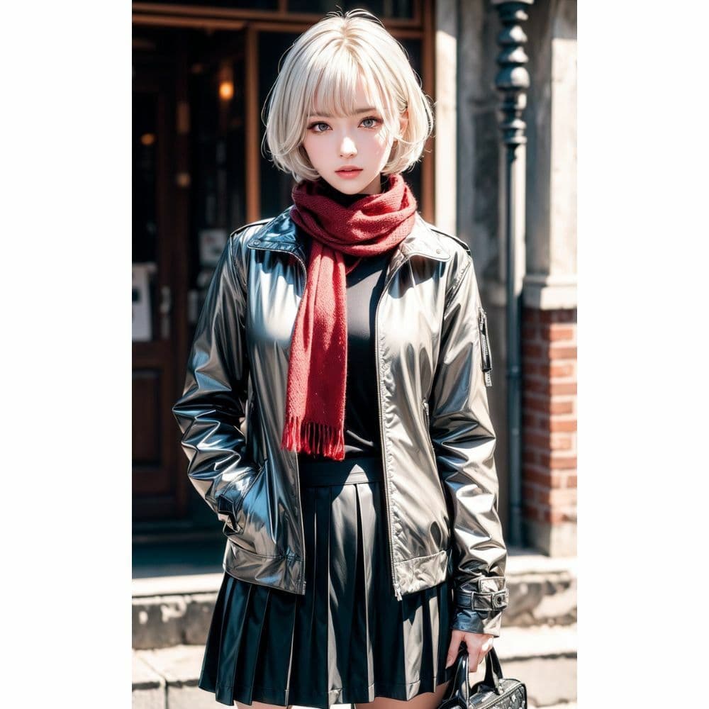 美女と赤いマフラー サンプル 4