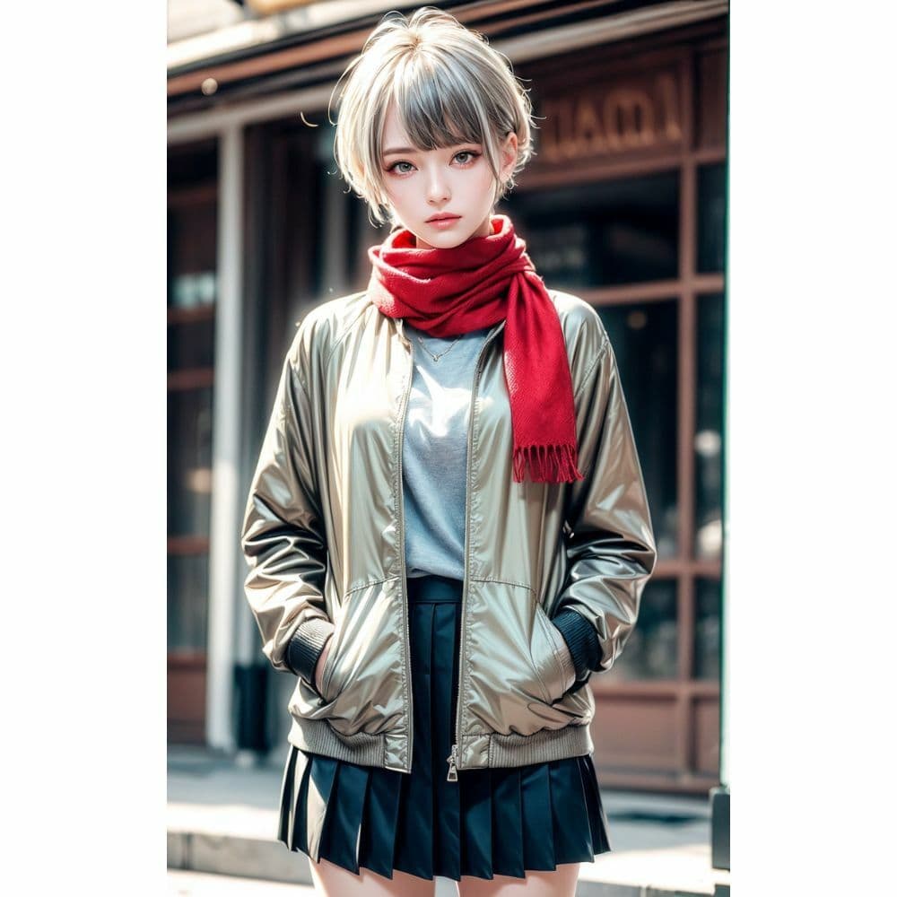 美女と赤いマフラー サンプル 7