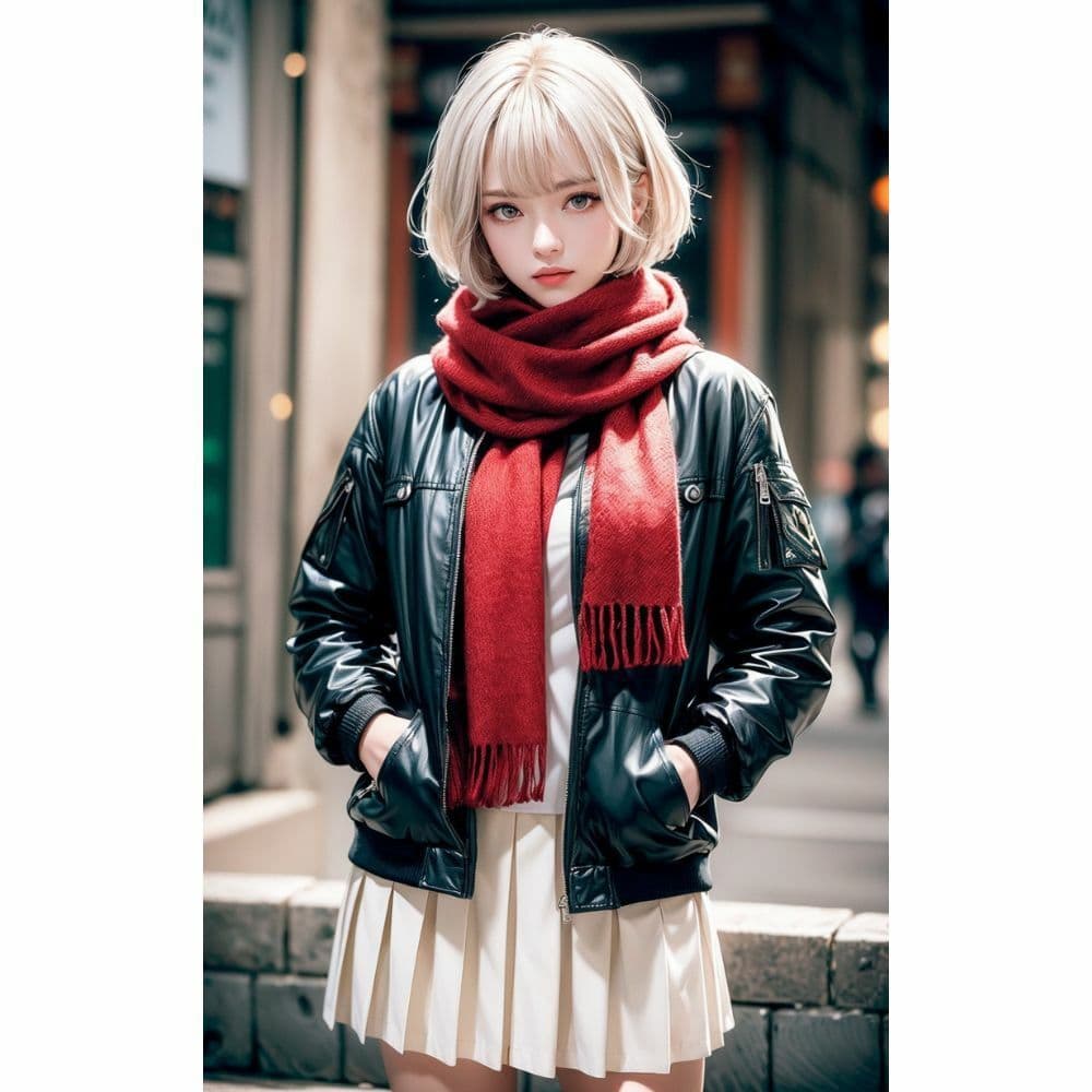 美女と赤いマフラー サンプル 8