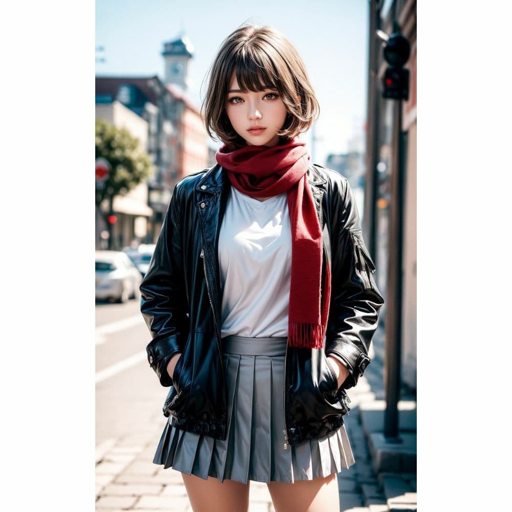 美女と赤いマフラー サンプル 9