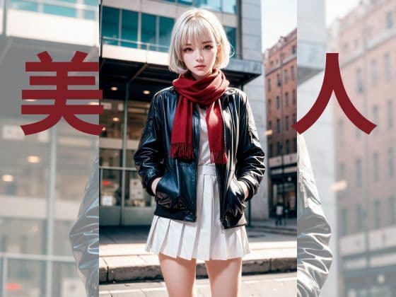 美女と赤いマフラー