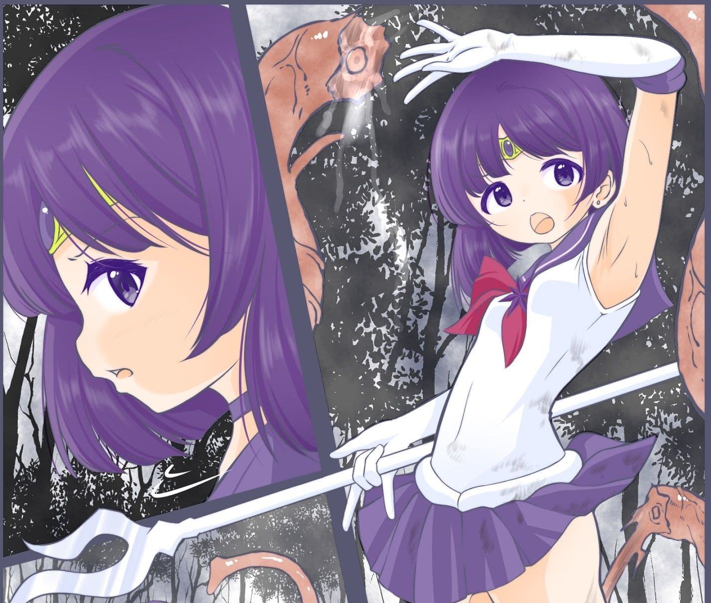 腹パンされ変身が解けた隙を突かれ膣から卵を植え付けられるセーラ〇サターン サンプル 1