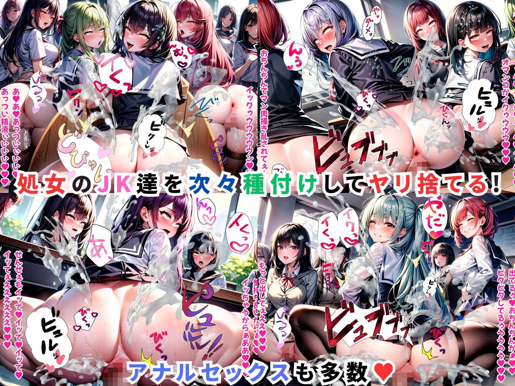 デカ尻ハーレム学園〜ハメてもハメても終わらない巨尻女子校生だらけのハーレム学園生活〜【1ぺージ1コマのマンガ風完全ストーリー】 サンプル 7