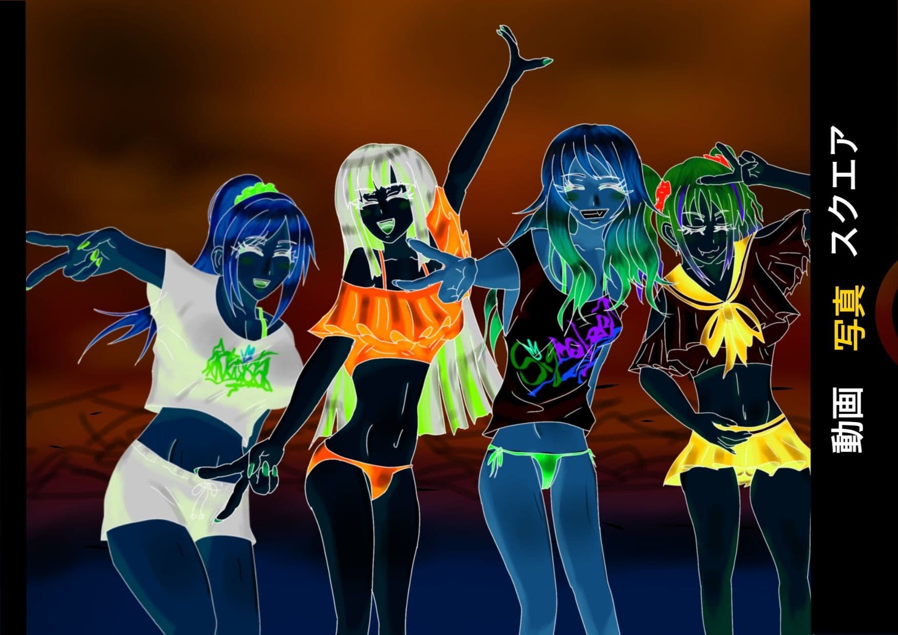 ビーチギャル4人時間停止姦(Beach Gal 4People Time Stop R●●e) サンプル 3