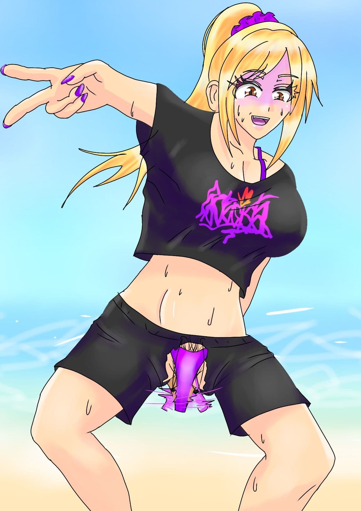 ビーチギャル4人時間停止姦(Beach Gal 4People Time Stop R●●e) サンプル 9