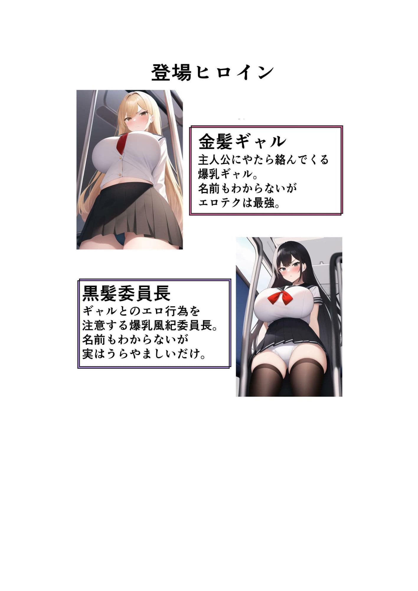 通勤中のバスに乗り込んできたギャルと委員長にからまれて搾精される話。 サンプル 2