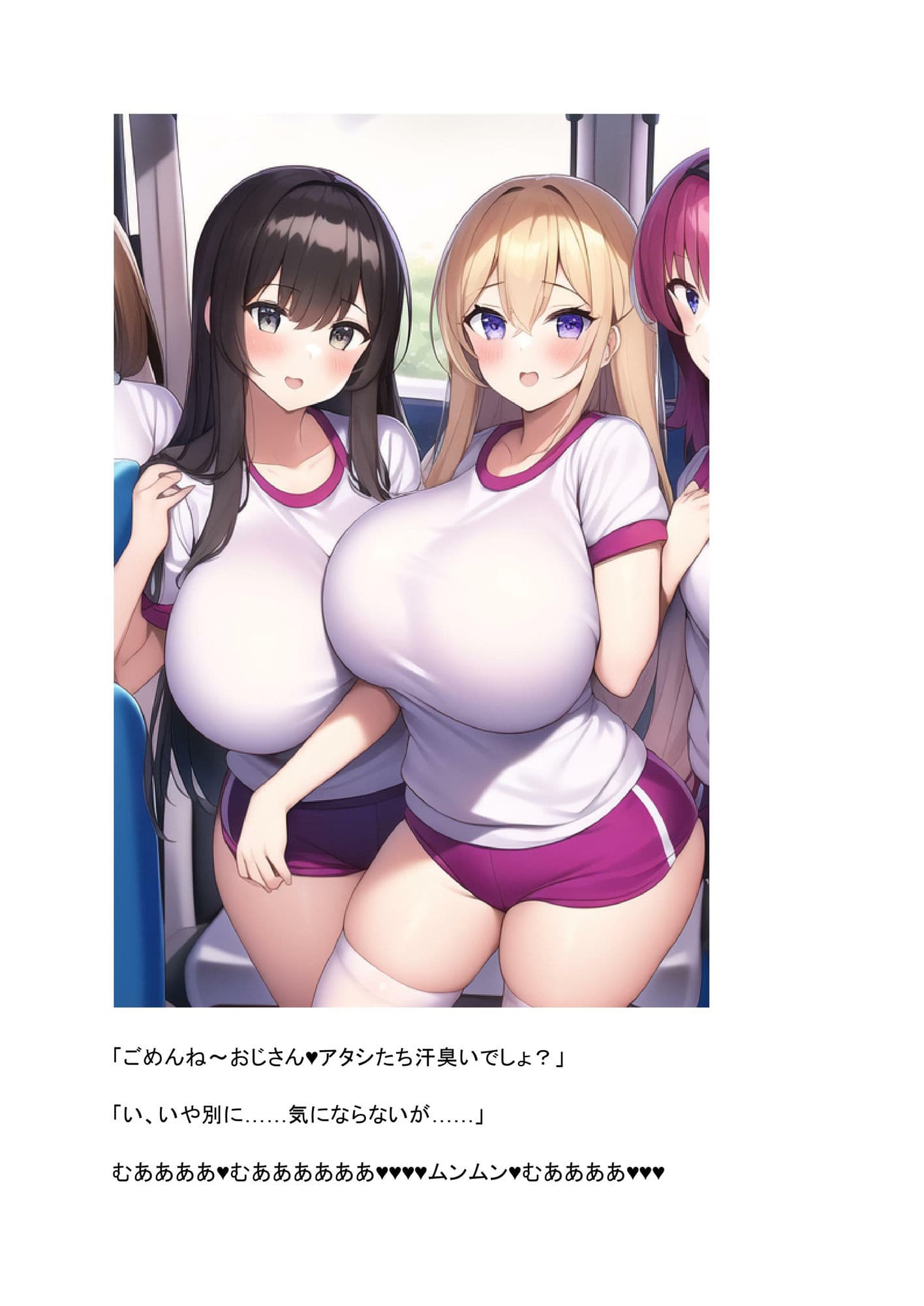 通勤中のバスに乗り込んできたギャルと委員長にからまれて搾精される話。 サンプル 5
