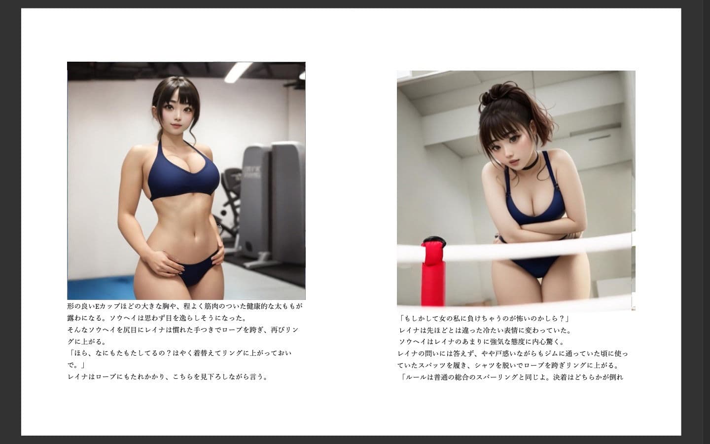 vsレイナ 〜格闘技経験者の俺が元水泳部の素人女にプロレスで負けるわけがない〜 サンプル 2