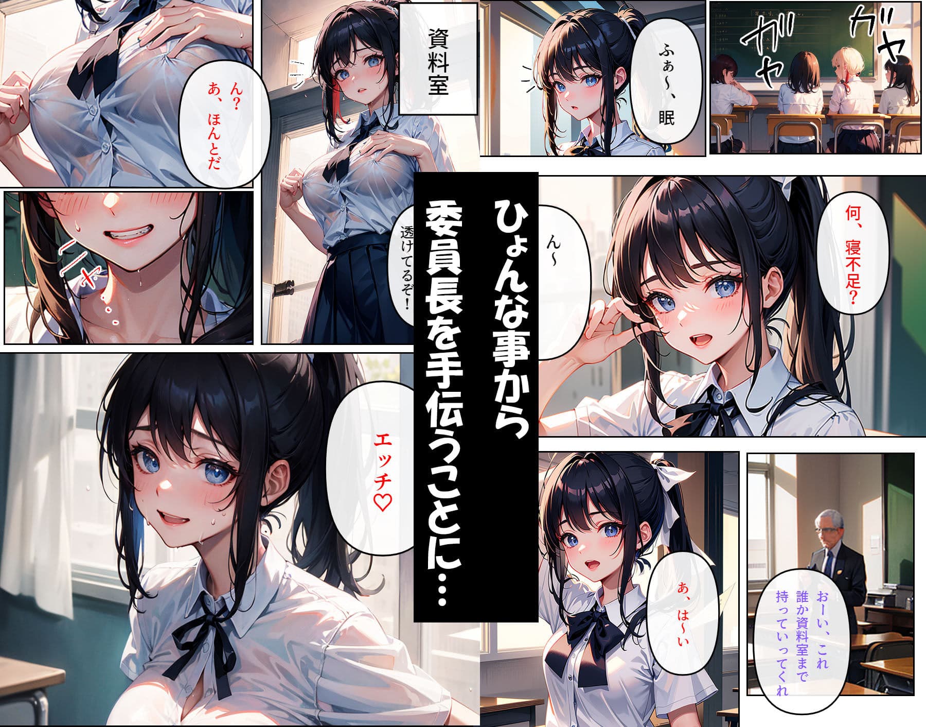 巨乳な委員長が学校で誘惑してくる話〜実は淫乱委員長でした〜 サンプル 1