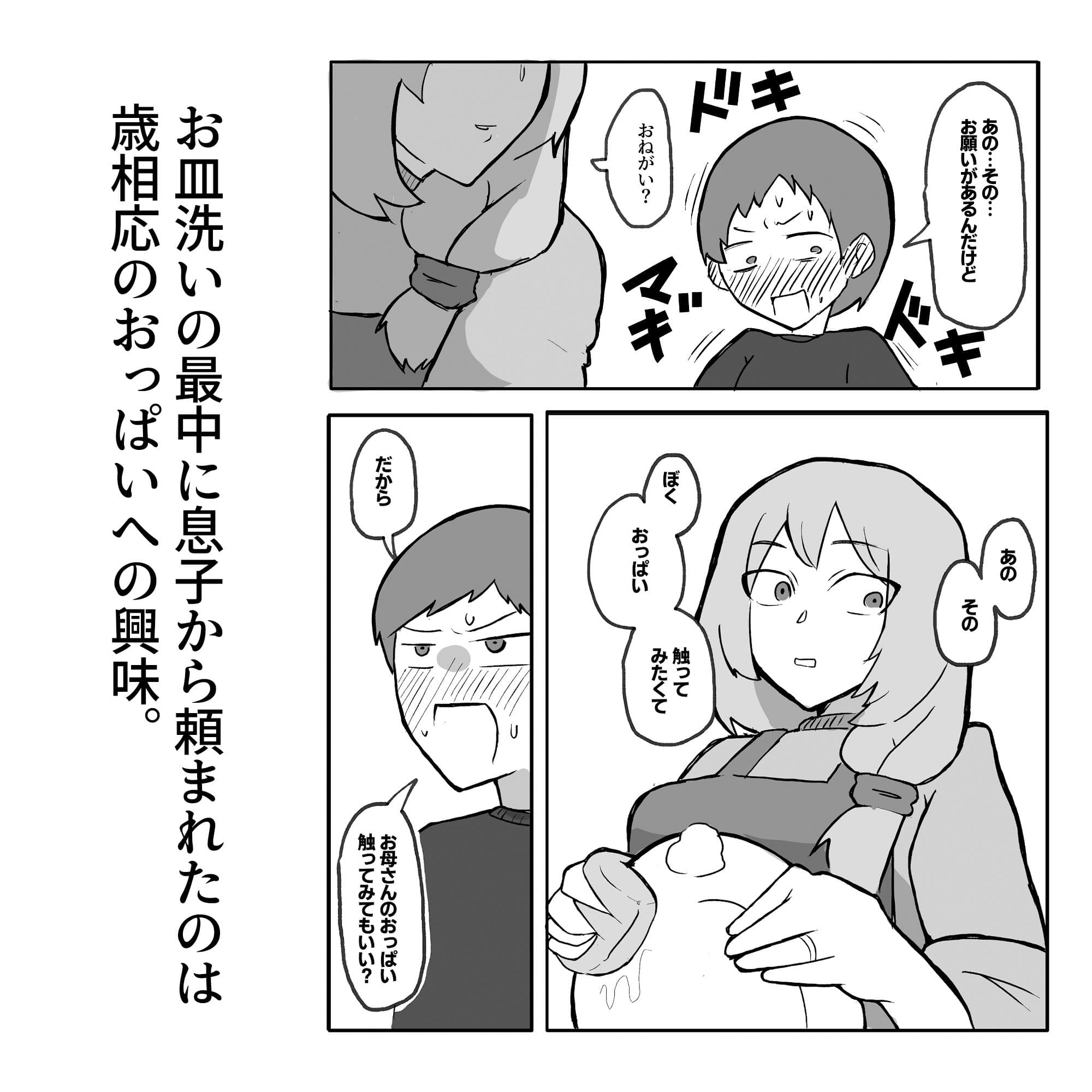 息子がおっぱいを触ってみたいと言うので。 サンプル 1