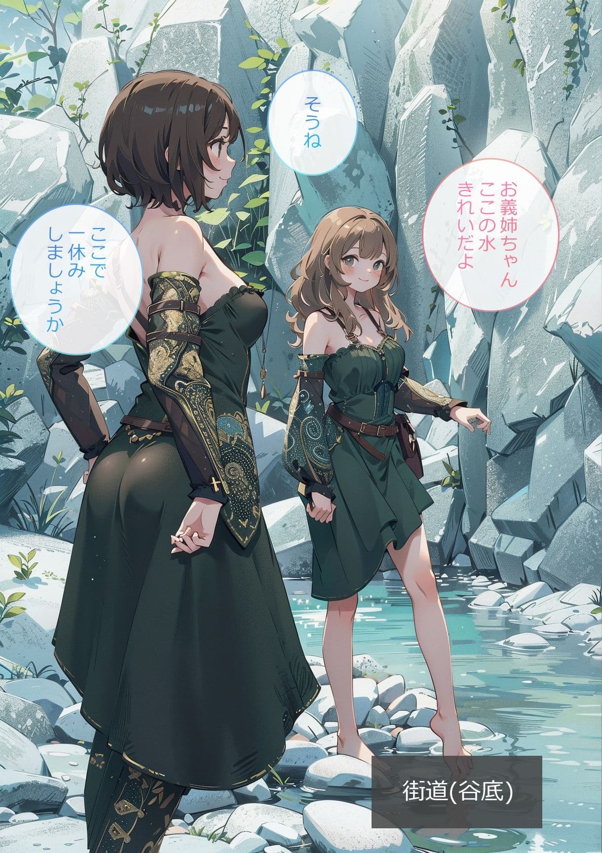 行商人姉妹と水浴び サンプル 1